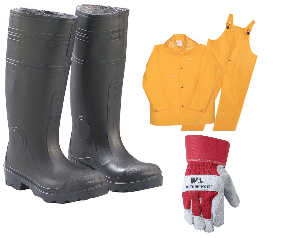 GLOVES/RAIN BOOTS AND SUITS